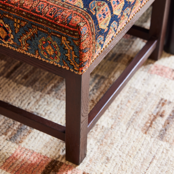 Antique Turkish Rug Upholstered Lexington Ottoman