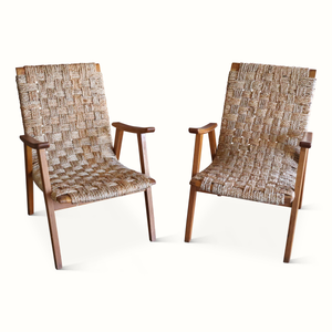 Pair of French 1950s Braided Rope Armchairs