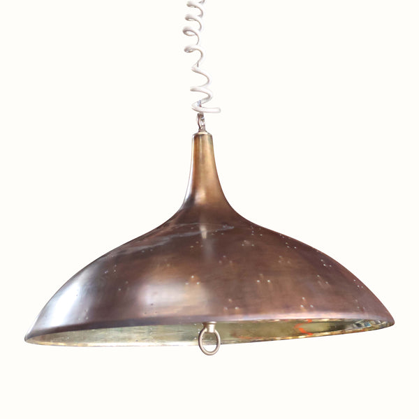 Brass Adjustable Pendant Light Attributed to Paavo Tynell