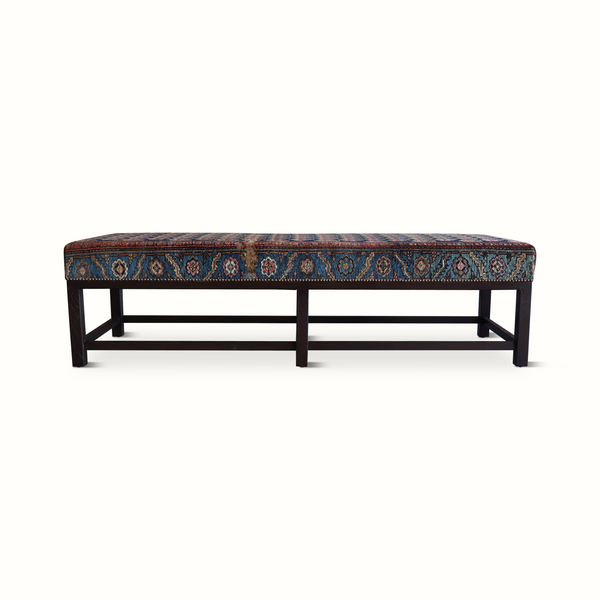 Antique Turkish Rug Upholstered Lexington Ottoman