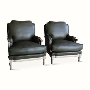 Pair of Leather Armchairs by Maison Jansen