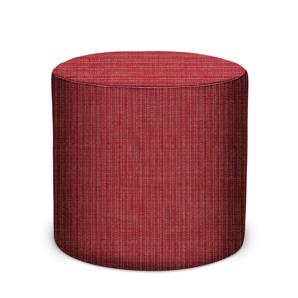 Indoor/Outdoor Pouf in Peter Dunham Textiles Canvas Woven in Ruby